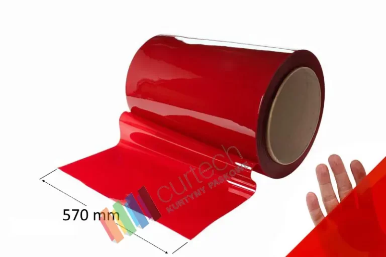 Czerwony pas spawalniczy o szerokości 570 mm i grubości 1 mm zgodny z normą ISO 25980