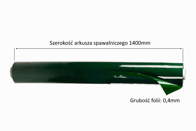 Wymiary arkusza zielonej folii spawalniczej 1400x0,4mm