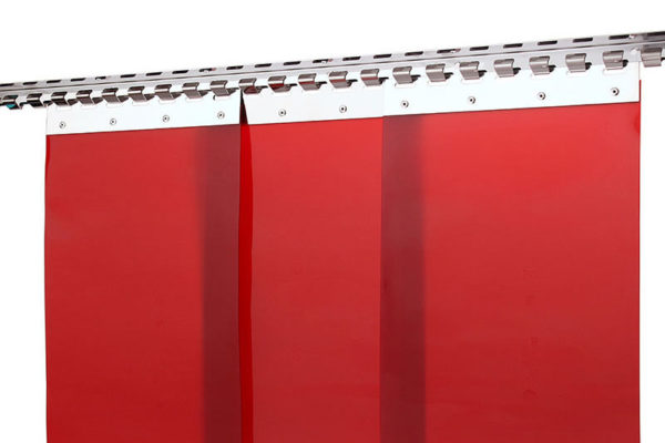 Kurtyna spawalnicza czerwona z pasów folii ScreenFlex 300x2mm