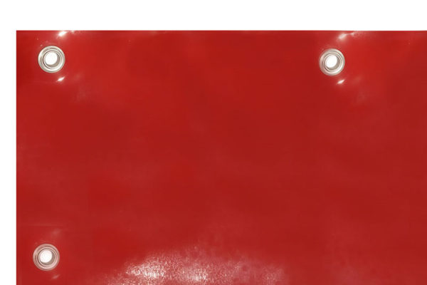 Plandeka spawalnicza czerwona, oczkowana z foli ScreenFlex o grubości 0,4mm