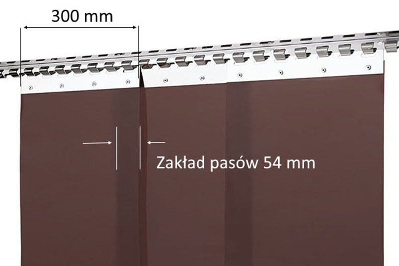 Kurtyna spawalnicza brązowa z pasów o szerokości 300 mm i grubości 2 mm