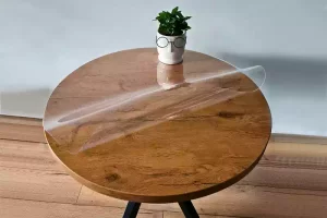 przezroczyste miękkie szkło na okrągły stolik